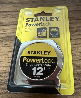 New 12  Stanley Powerlock Tape Measure 33-272  Engineers Scale & All Metal Case