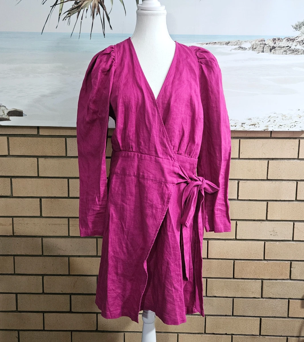 HOT ! Pink Country Road Wrap Linen Dress Country Road Wrap Dresses For  Women For Sale Shop With Afterpay