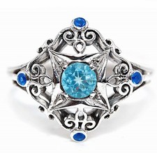 2CT Aquamarine  Treated Sapphire 925 Sterling Silver Art Deco Ring Sz 7 FB9-7