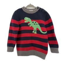 Hanna Andersson Pullover Sweater Dinosaur Striped Size 100/4T 100 Cotton