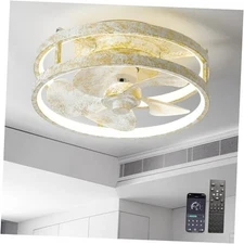 13" Low Profile Ceiling Fans with Lights and Remote,Dimmable 36W White+Yellow