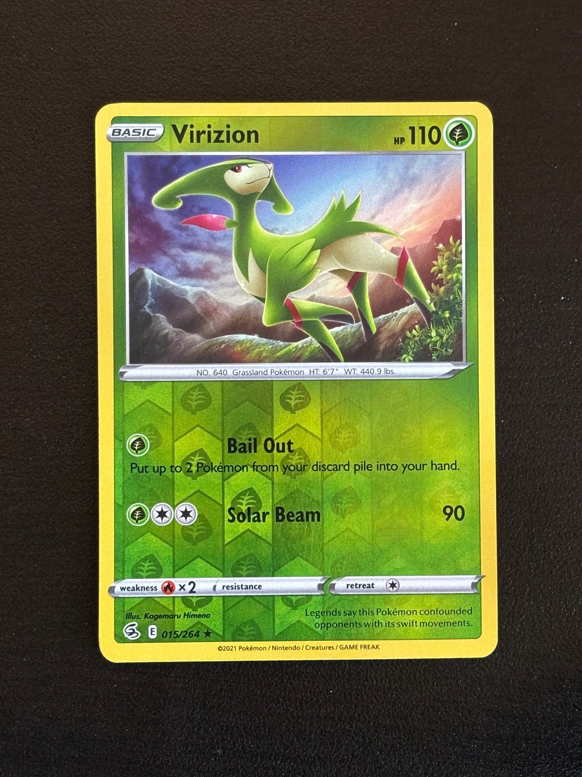 Virizion 015/264 Rare Fusion Strike Pokemon Reverse Holo Lightly Played
