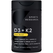 Vitamin D3 K2 - 5000iu of Vegan D3 & 100mcg o...
