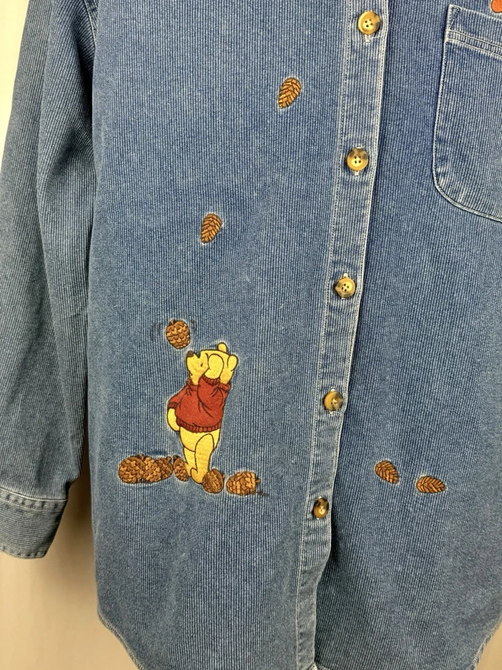 Camisa vaquera vintage de pana bordada de Winnie the Pooh & Tigger de Disney talla Lg Foto 2 de 4