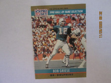BOB GRIESE DOLPHINS 1990 PRO SET 1990 HALL OF FAME SELECTION CARD #24