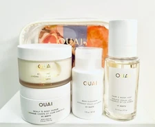 Ouai St Barts Body Cleanser Body Scrub Body Creme Pouch Body Mist Travel Set x5
