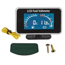 LCD Fuel Level Voltmeter Gauge Meter Kit, LED Display for Boat RV Car Truck,