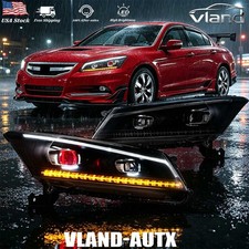 Vland For 2008-2012 Honda Accord 4dr Sedan Led Evil Eye Headlights Wsequential