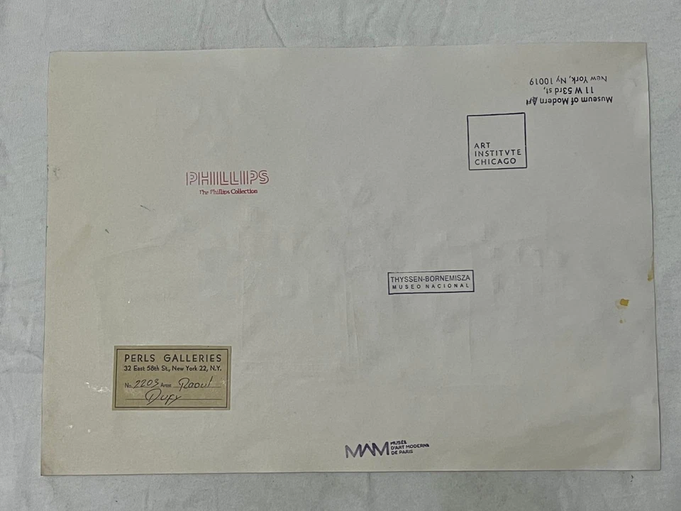 RAOUL DUFY картина рисунок на старой бумаге подписанный штамп винтажный - Изображение 3 из 3