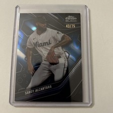 2023 Topps Chrome Black Sandy Alcantara 46 Blue Lava Refractor #’d 43/75 Marlins