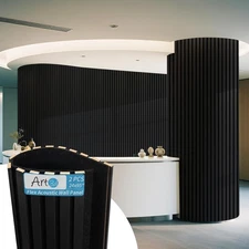 2-Pack Walnut, Acoustic Wood Slat Wall Panel with Roll-Flat Design - 95.3 x