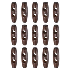 15pcs Wooden Toggle Buttons 30mm Double Hole Olive Sewing Button, Brown