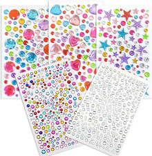 Self Adhesive Gems for Crafts, 971Pcs Acrylic Bling Heart Sticker, Assorted Shap