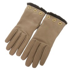 HERMES cashmere lambskin size 7.5 brown gloves 1415 HERMES