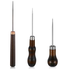 3PC Leather Scratch Awl Set Wooden Handle Sewing Punch Tool for DIY Shoe Repair