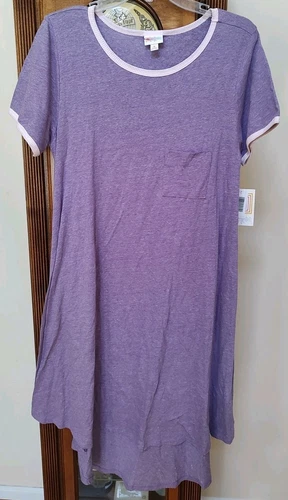 LuLaRoe Carly Purple Dress New Medium Short Sleeve Lu La Roe - Picture 2 of 9