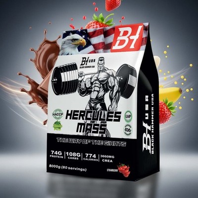 Hercules Mass Gainer 4/8KG Weight Gainer Muskelaufbau Black Hammer USA