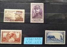 série timbre france neuf année 1940  n° 454 455 456 457