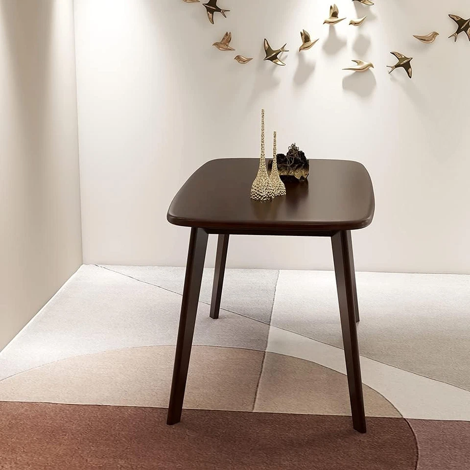 Mesa de comedor de madera maciza real moderna de mediados de siglo, escritorio de trabajo, nogal, 47 pulgadas Foto 4 de 4