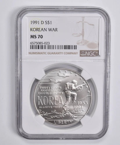 MS70 1991-D Korean War Commemorative Dollar NGC *3423
