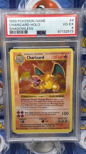 CHARIZARD Shadowless - Holo- 1999 Pokemon Base Set #4 - GRAIL - PSA 4