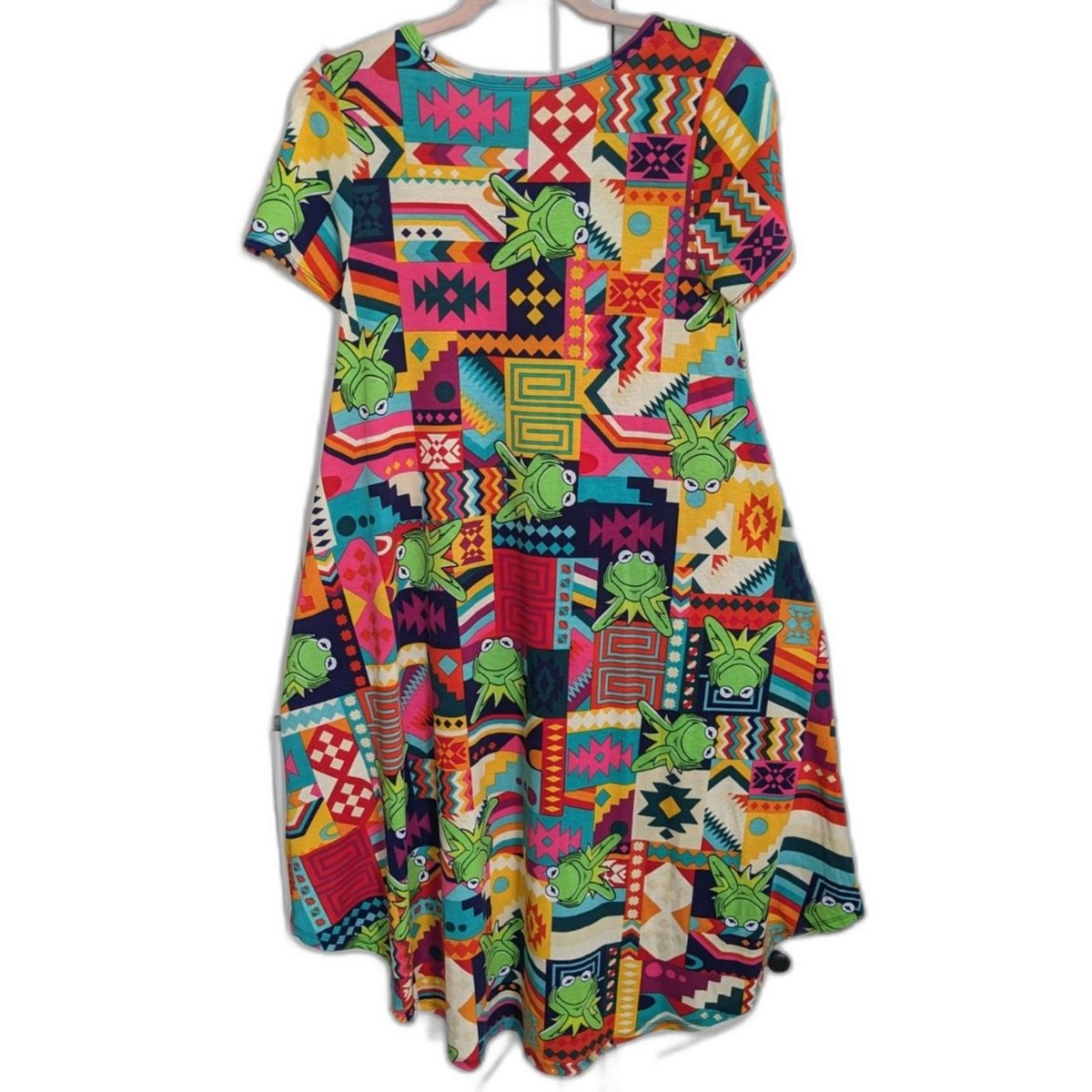 LuLaRoe Disney Kermit the Frog Colorful Swing Dress XXS Women View 4