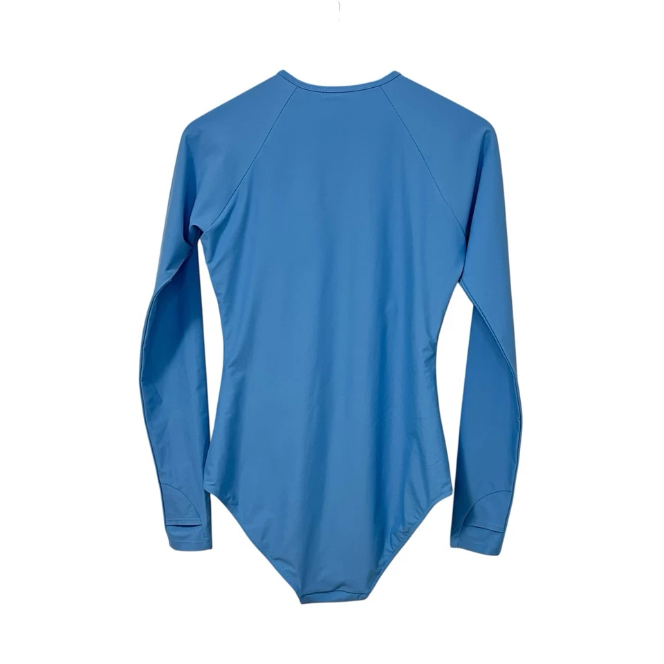 Traje de baño Coolibar Escalante manga larga de una pieza talla mediana azul cremallera UPF 50+ Foto 2 de 4