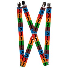 Suspenders - 1.0 - Mustaches Multi Color Blocks/Black ACC NEW