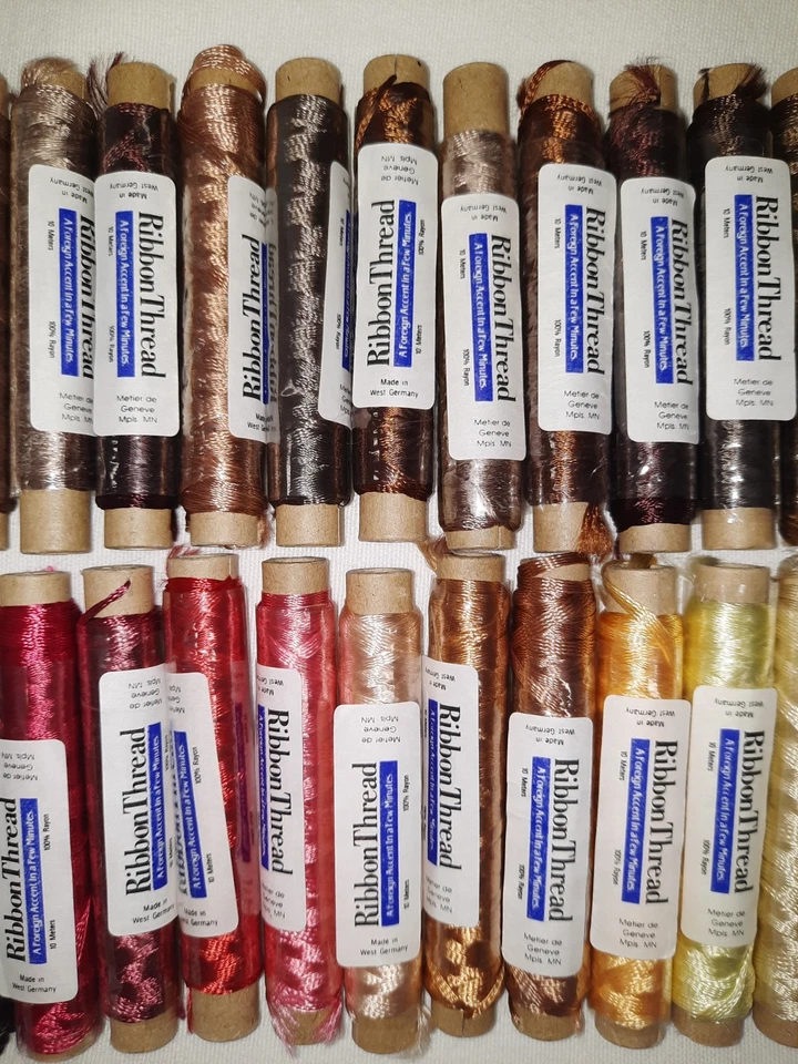 VTG West Germany ~ Rayon Ribbon Thread ~ Mixed Colors  ~ 36 spools ~ 10 meters - Image 3 of 4
