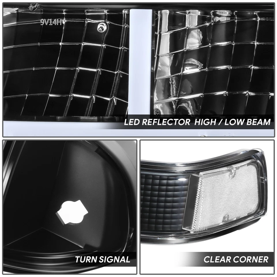 Faros traseros LED DRL negros/claros Fit 98-04 Chevy Blazer/S10 en forma de F Foto 3 de 4