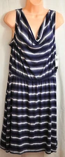 women's AB Studio gray blue striped knit dress size large  sleeveless polyester