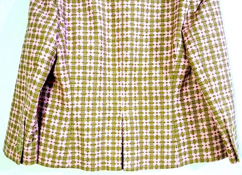 Express Pink & Olive Green Jacquard Geometric Plaid Short Blazer size 8 - Picture 14 of 16