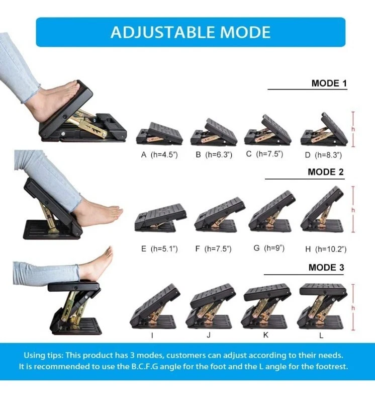 Leermart Adjustable Footrest with Removable Soft Foot Rest Pad Max-Load 120Lb... - Image 3 of 4