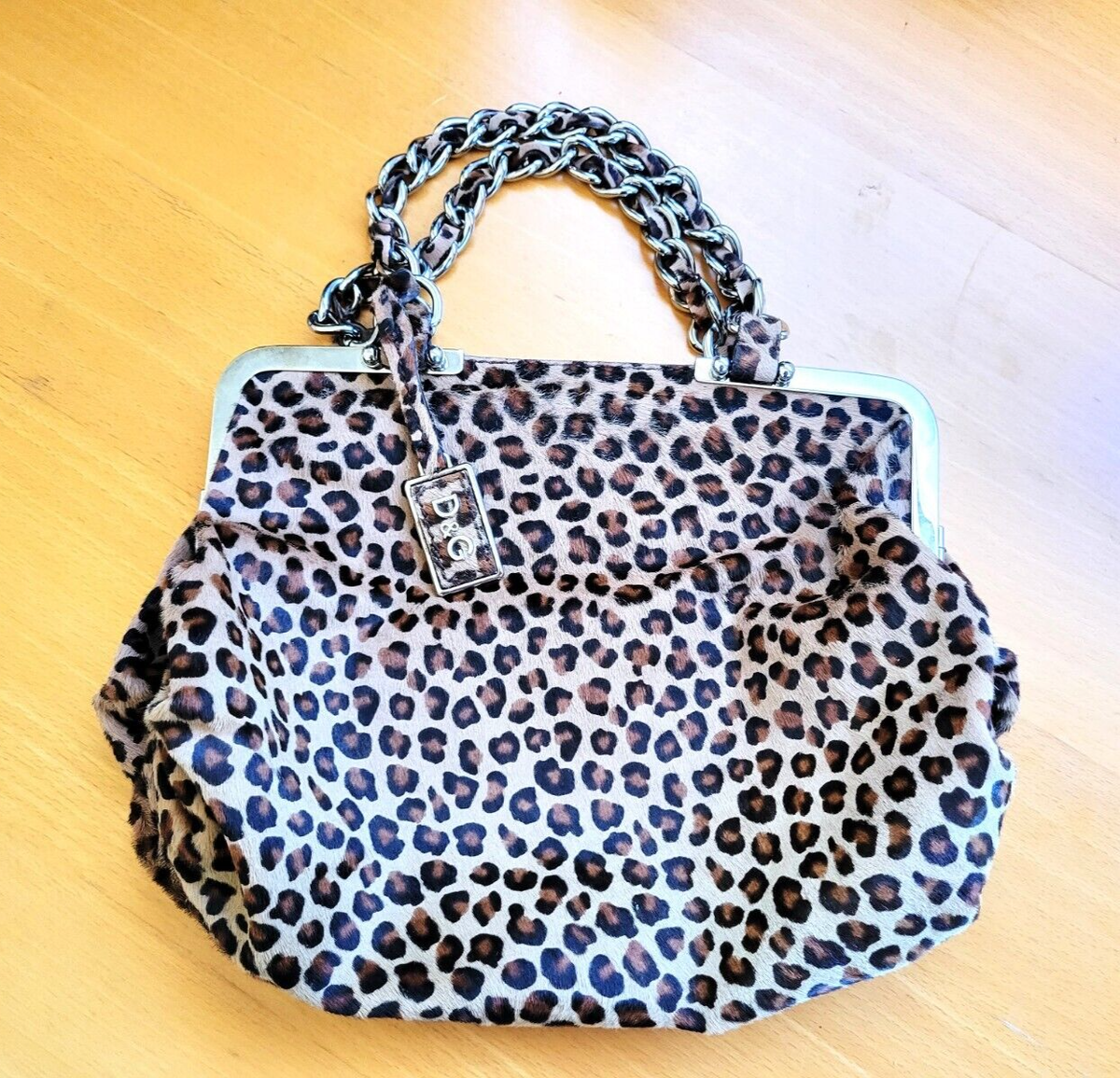 Dolce & Gabbana Leopard Print Leather Bag 