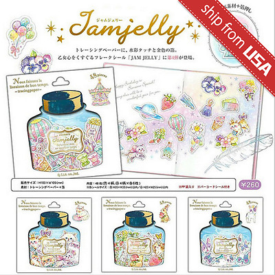 Japan Q-LiA jamjelly Cat Dog Bread Crystal Watercolor Sticker flakes Cute Kawaii