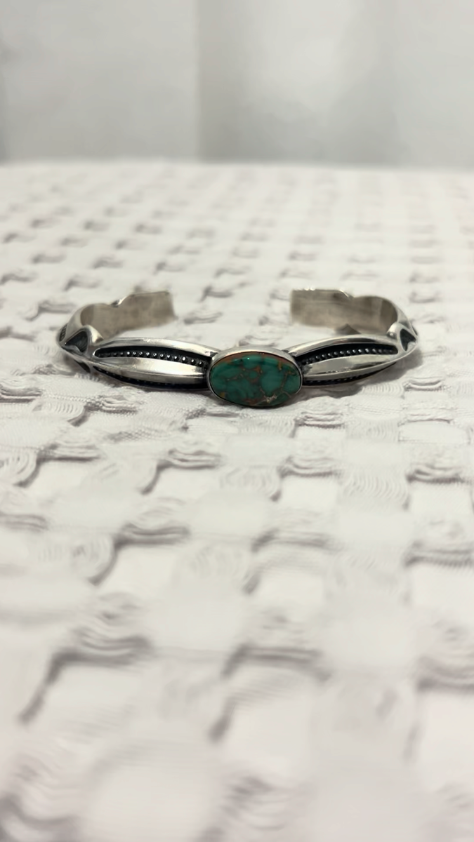 Harry H. Begay Sterling Silver Turquoise Ingot Cuff Bracelet | eBay