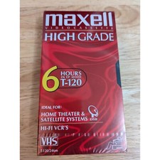 Maxell Video Cassette High Grade Red 6 Hours T-120 Hi Fi VHS blank tape sealed
