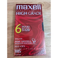 Maxell Video Cassette High Grade Red 6 Hours T-120 Hi Fi VHS blank tape sealed