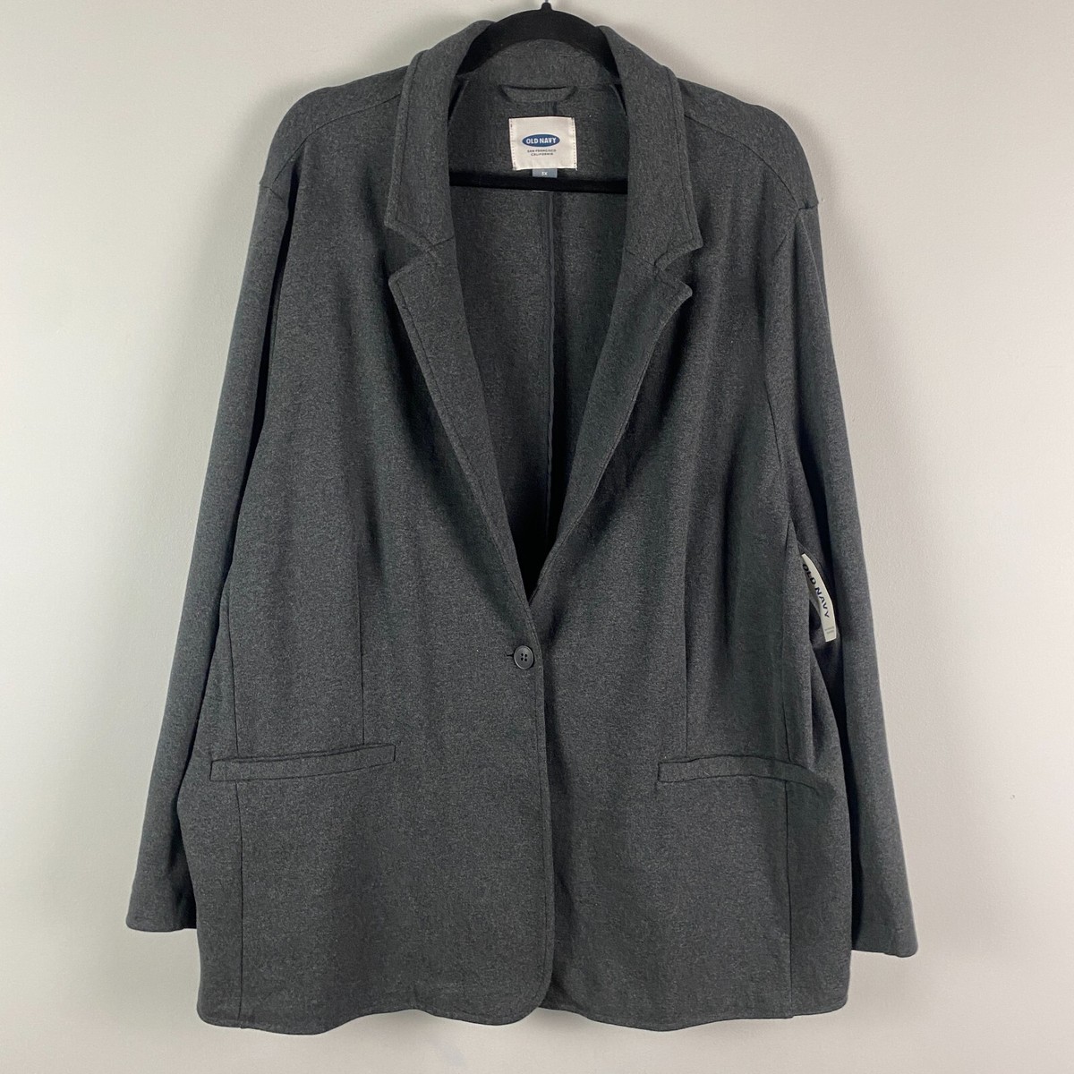 Old Navy Cotton Blazer Jacket Womens 3X Gray Stretch