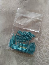 vintage glass bugle beads 20mm long turquoise blue for jewelry crafts .4 oz