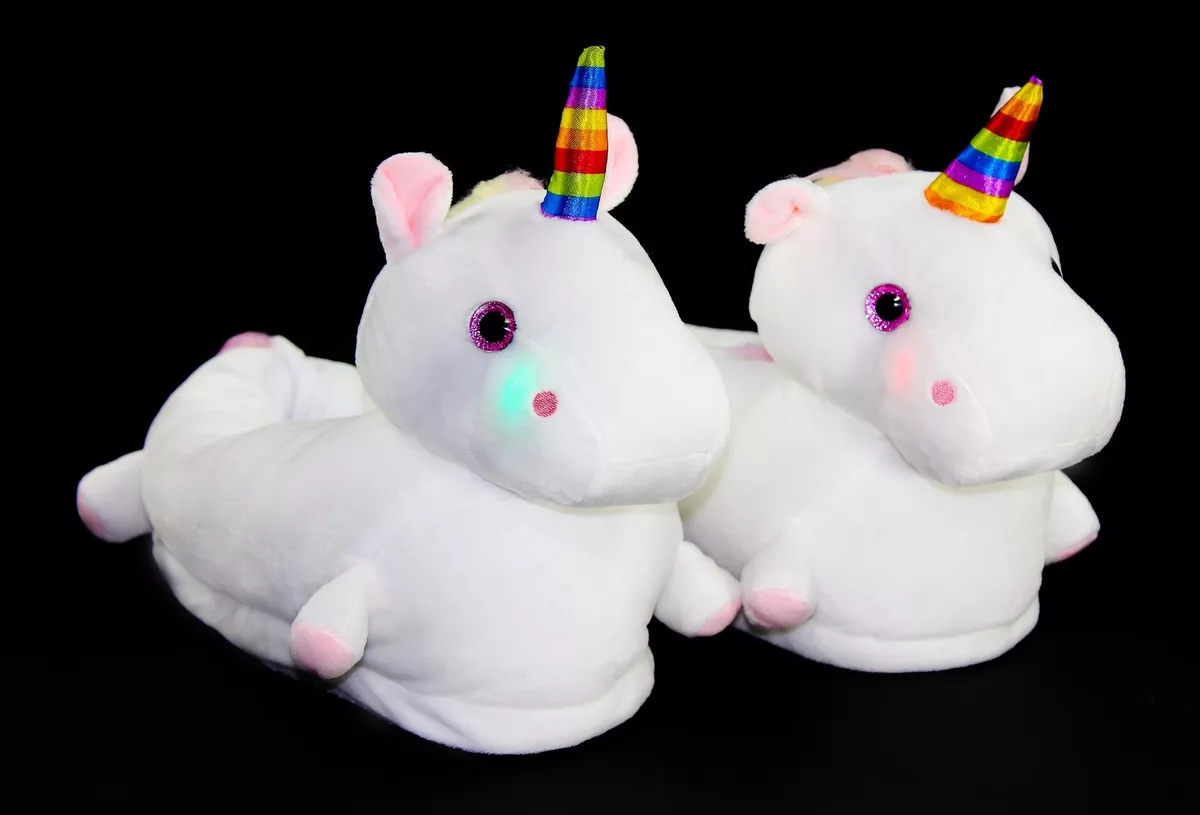Give Mince Snuble Unicorn Light Up LED Slippers Adult And Child Size | eBay