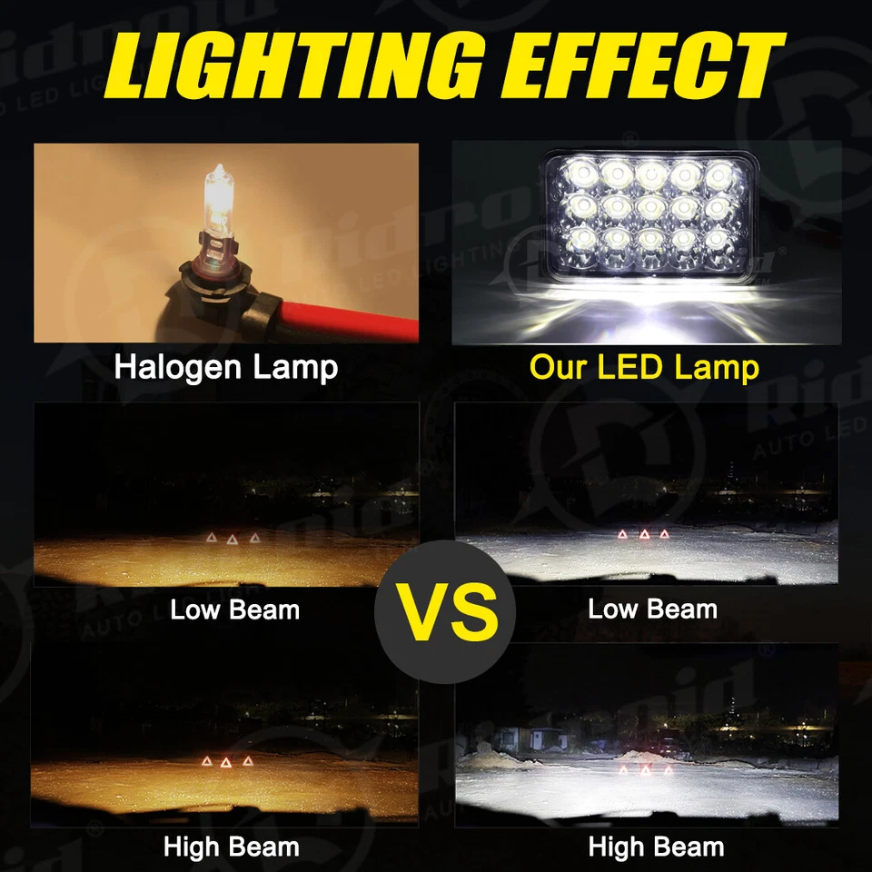 4pcs 4x6 inch LED Headlights High Low Beam for Kenworth T400 T800 W900 Peterbilt - Image 4 of 4