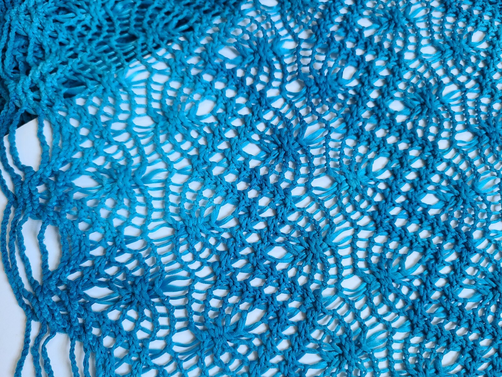 Turquoise Blue Crochet Fabric Sweater 