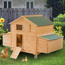 Mobile Chicken Coop w/6 Nesting Boxes&4 Wheels,Large Hen House for 6-8 Chickens