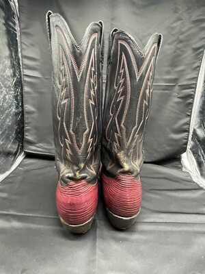 Vintage Men’s Leather Burgundy and Black Western Cowboy Boots Size 9M Vintage Men main image 2