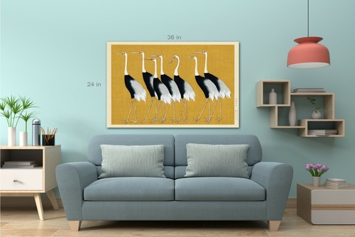 Red Crowned Cranes Abstract canvas Wall Art Picture Print Ready To Hang - Picture 4 of 6