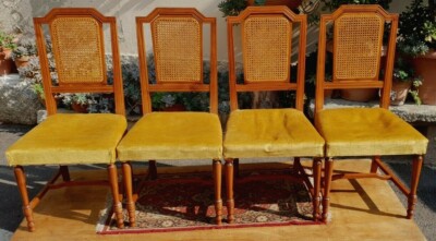 N SEDIE DA SALA SEDILE IN STOFFA SCHIENALE CON PAGLIA DI VIENNA EPOCA  1960/70