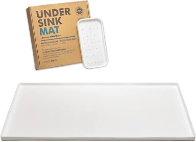 Küche Unter Spüle Matte & Organizer Tablett Schrank Schublade Tablett Wasserdicht Weiß NEU