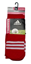 Adidas, Soccer/Baseball Red Cushioned OTC Socks, 2Pk. Size 13C-4Y