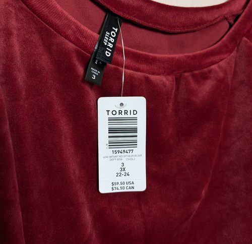 NEW Torrid Cranberry Red Velour 3X Sweatshirt Top Pull Over 22 24 3 Loungewear - Bild 4 von 6